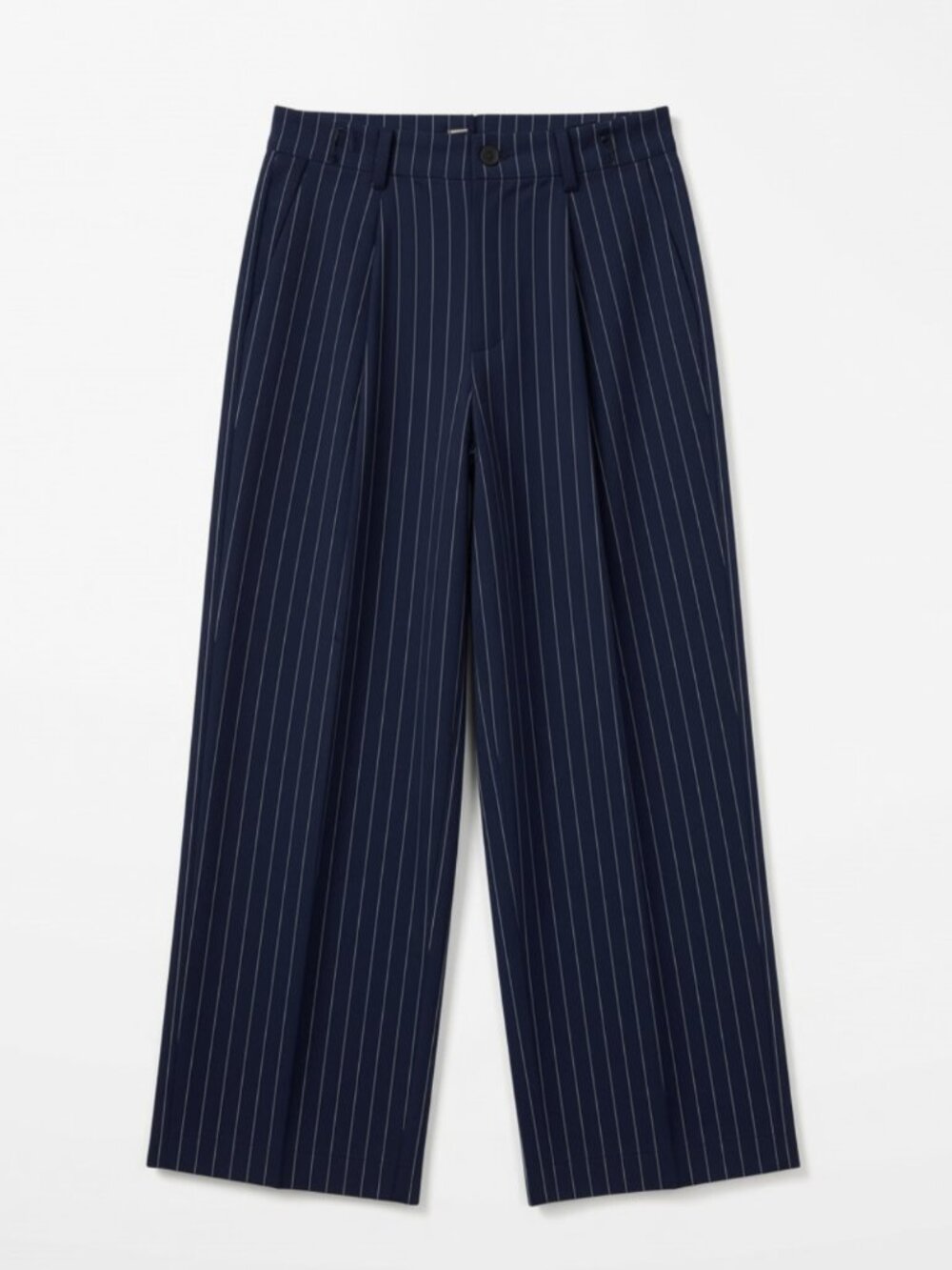 Navy Pinstripe Trousers